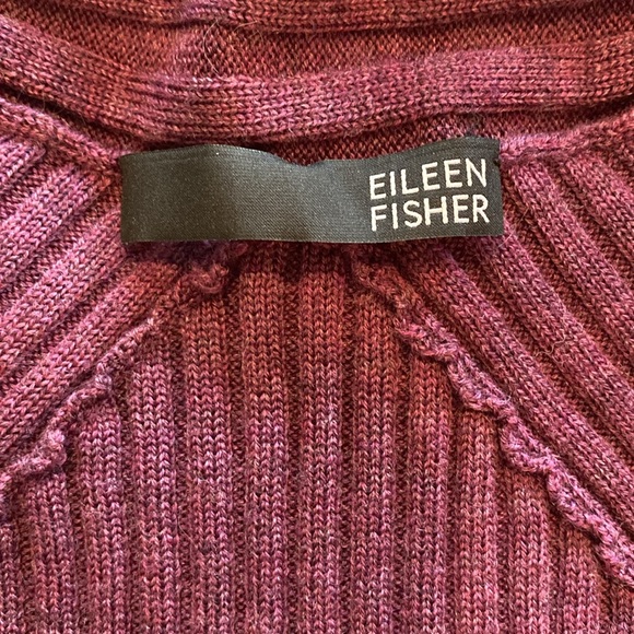 Eileen Fisher Marled Mulberry Open Cardigan - Picture 7 of 8